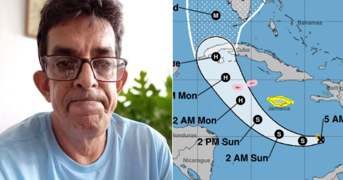 Ulises Toirac y mapa con el pronóstico de huracán Ian © Ulises Toirac / Facebook