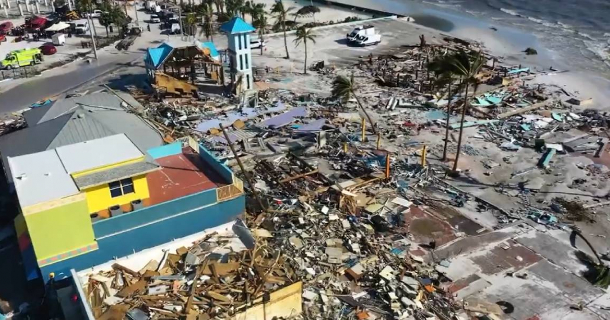 Fort Myers Beach tras el paso del huracán Ian © Twitter MyRadar Weather
