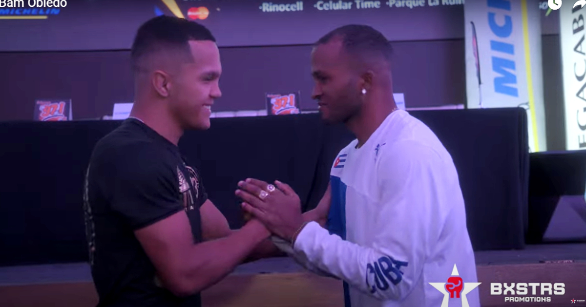 Obledo (izquierda) y Álvarez, en la previa del combate. © Captura de video/Youtube.
