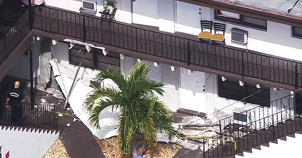 Derrumbe parcial en un edificio en Hialeah. © Captura de pantalla. Local 10 News