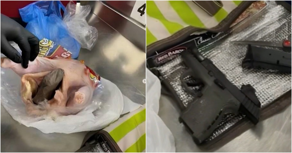 Pollo congelado con una pistola dentro © Instagram TSA