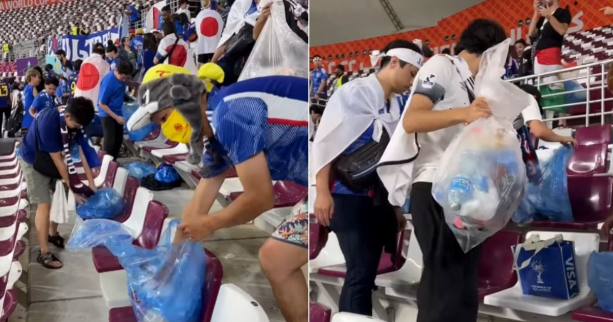 Japoneses limpian las gradas tras partido del Mundial de Fútbol © FIFA World Cup