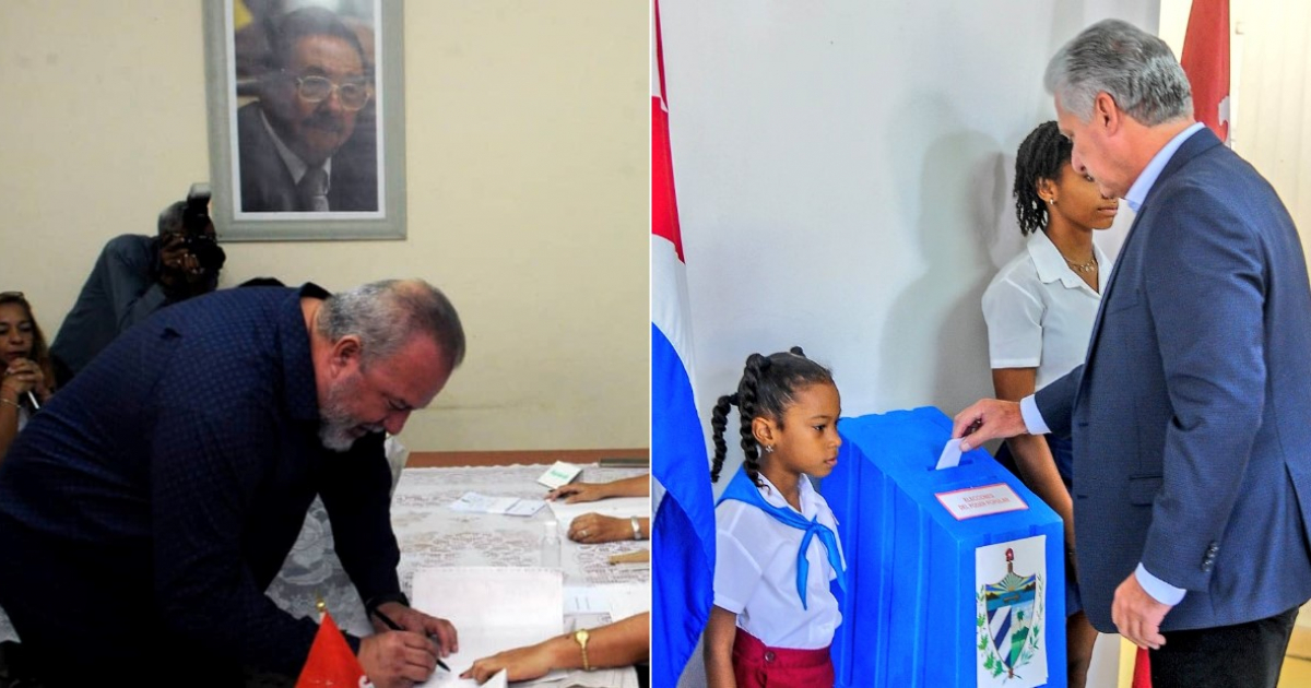 Marrero Cruz y Díaz-Canel ejercen su derecho al voto © Twitter de Marrero y de Presidencia de Cuba