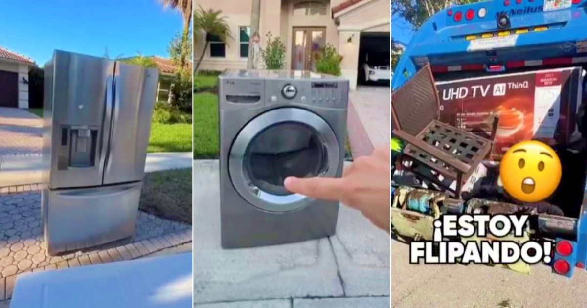 Algunos de los objetos descartados por residentes en un barrio de Florida © Collage Instagram / sn.challenge