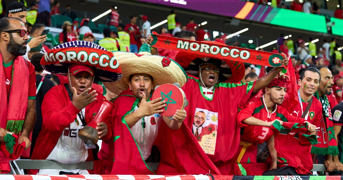 La hinchada marroquí © Twitter / @FIFAWorldCup