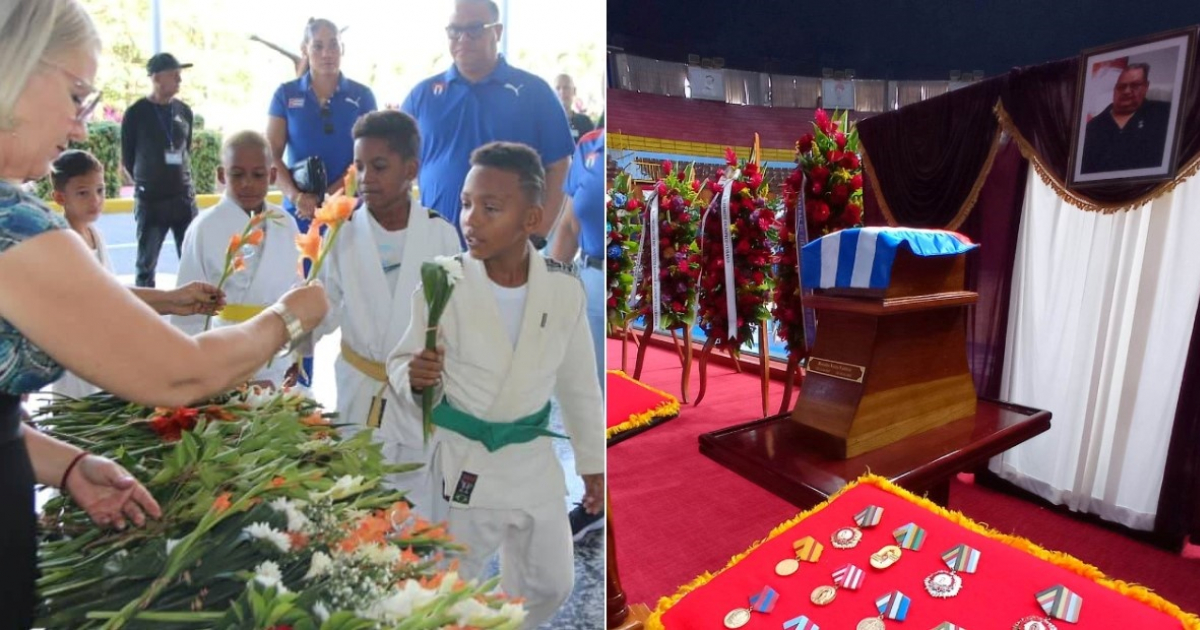Niños rinden homenaje a Veitía (i) y Restos mortales de Veitía (d) © Collage Twitter/JIT