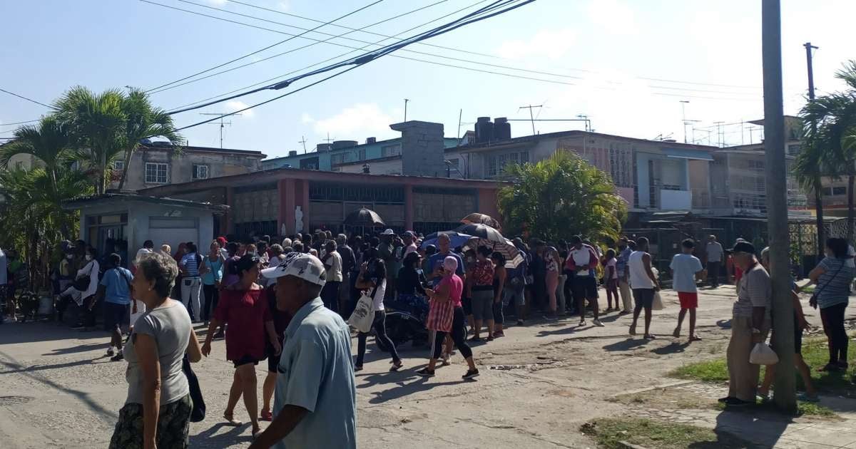 Cola de turnos para comprar carne de cerdo en La Habana © René Espí Valero / Facebook