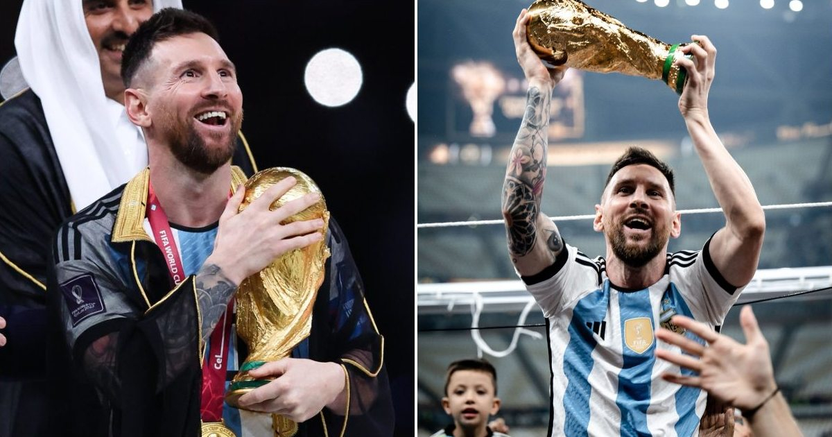Lionel Messi sosteniendo la copa del mundo © Twitter / Copa Mundial FIFA