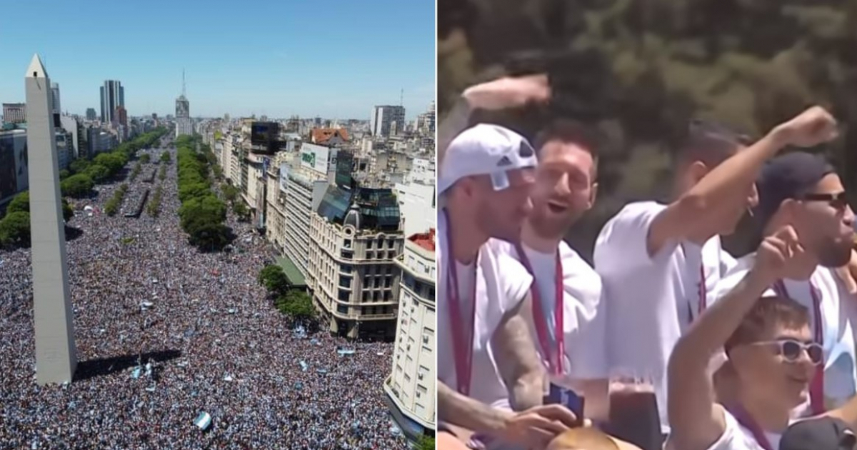 Multitud en el Obelisco y caravana de futbolistas © Captura de video / Direct TV Sports Argentina