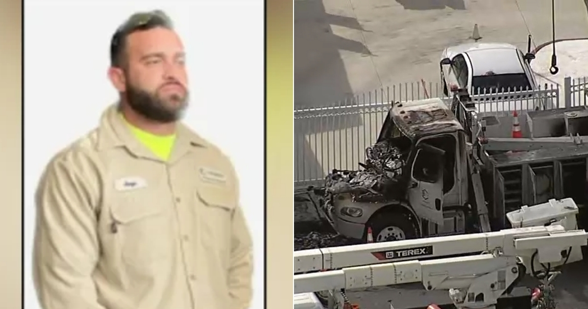 Jorge Hernández y el estado en que quedó el vehículo tras el accidente © Captura de pantalla