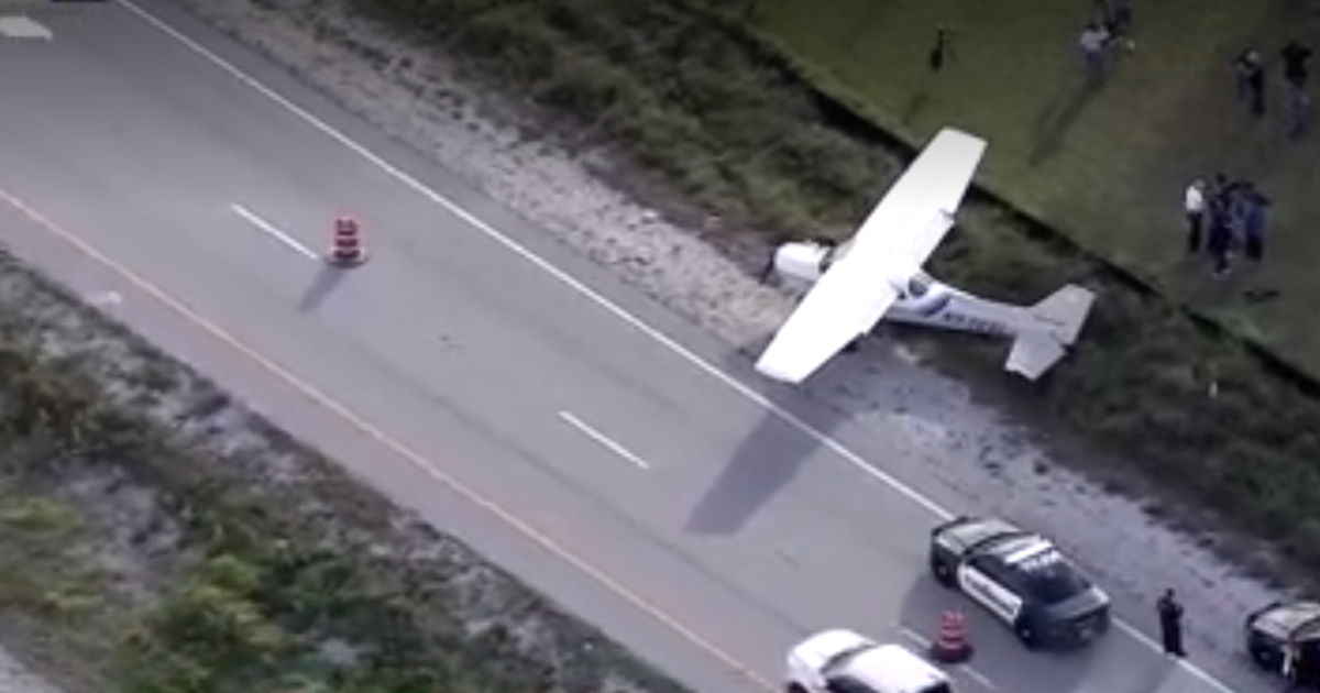 Avioneta aterriza de emergencia en carretera de Broward © Local 10 / Captura de video