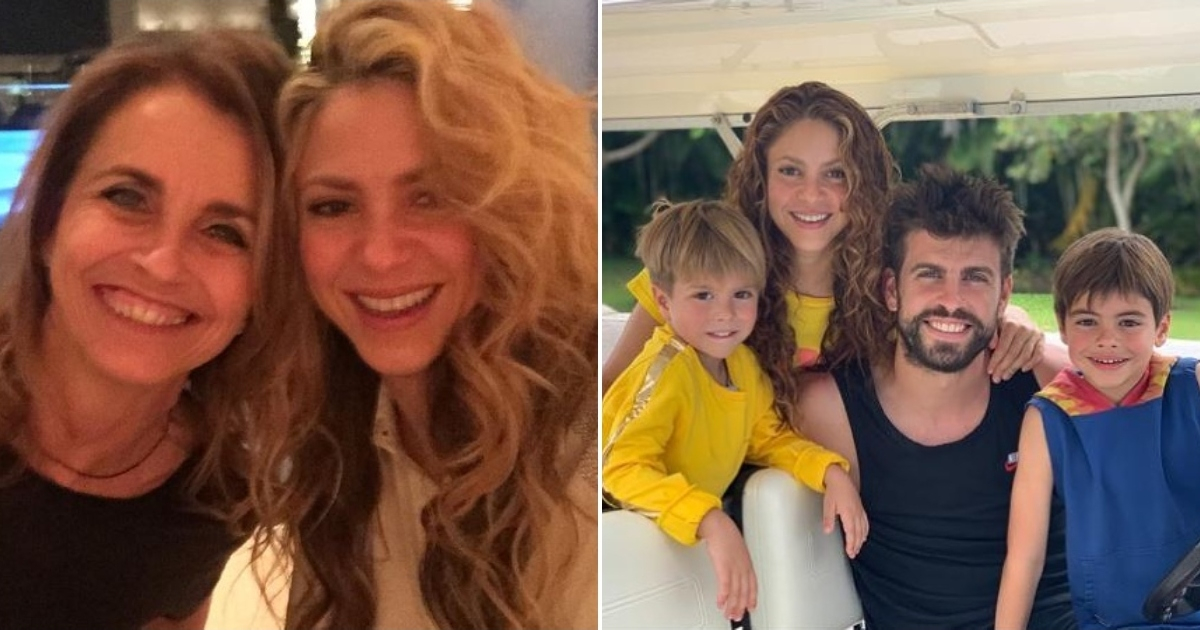 Shakira con su suegra y junto a Piqué y sus hijos © Instagram / Shakira, Piqué