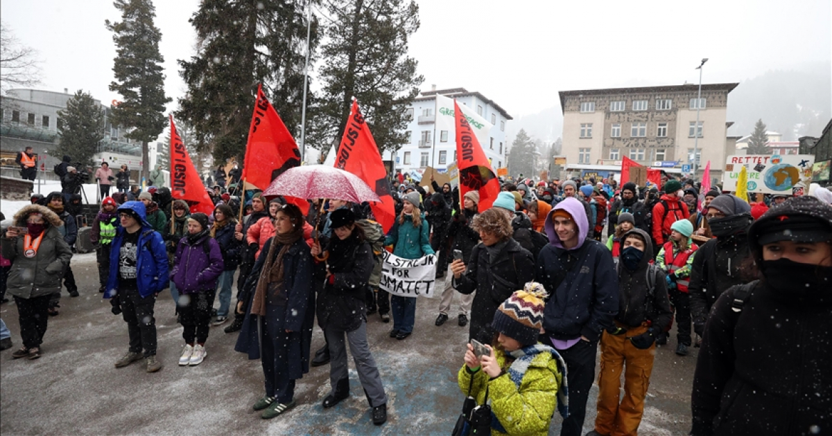 Protestas por el foro de Davos, enero de 2023. © Twitter/ Tatiana Vajrayana
