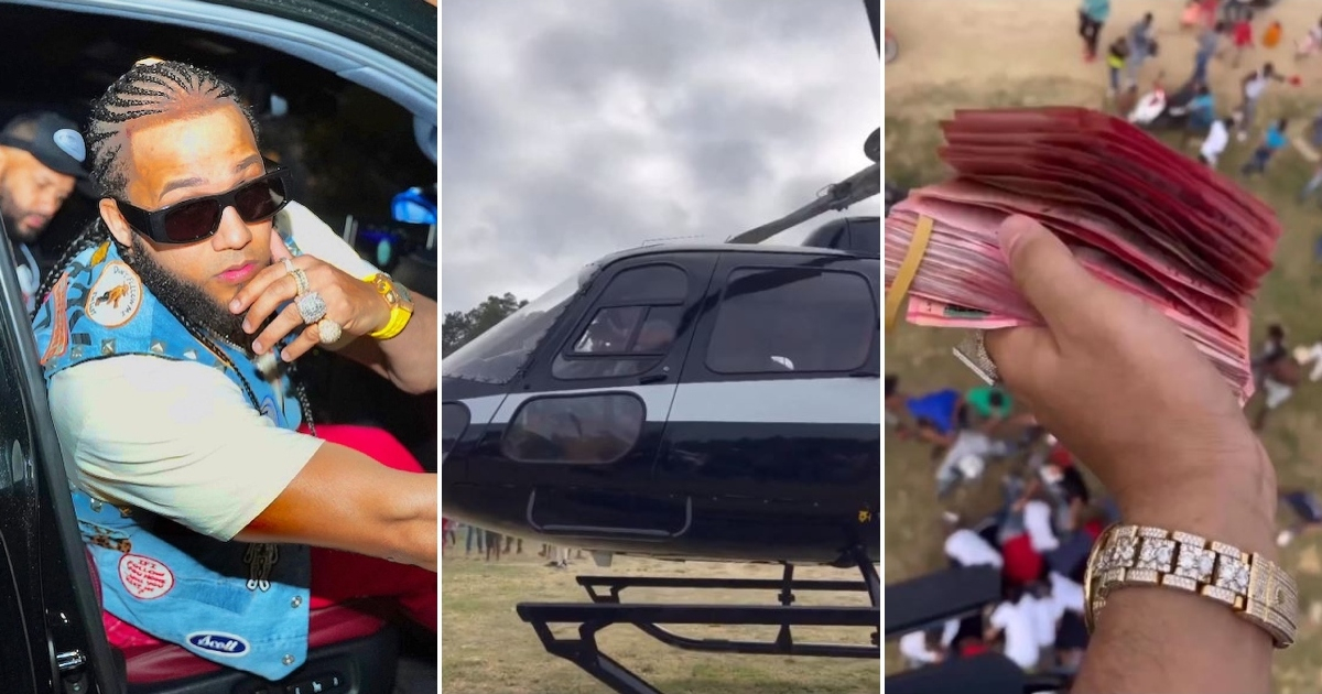 El Alfa lanzando dinero desde un helicóptero © Instagram / El Alfa