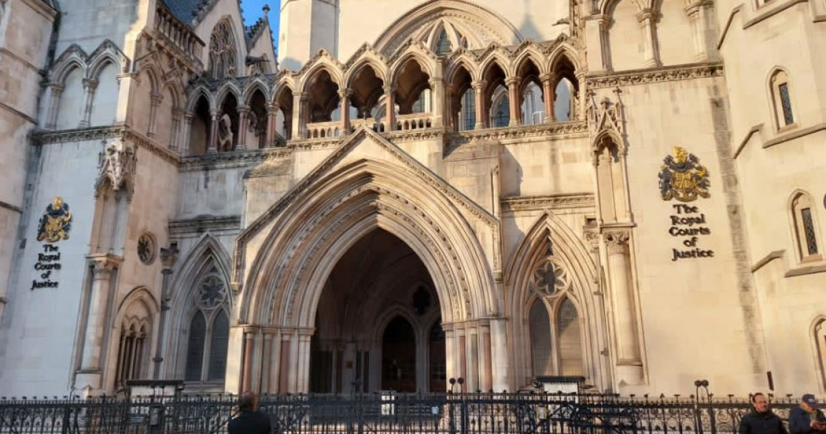 Fachada del Tribunal Superior de Justicia de Inglaterra y Gales, en Londres © Twitter/Oscar Silvera Martínez