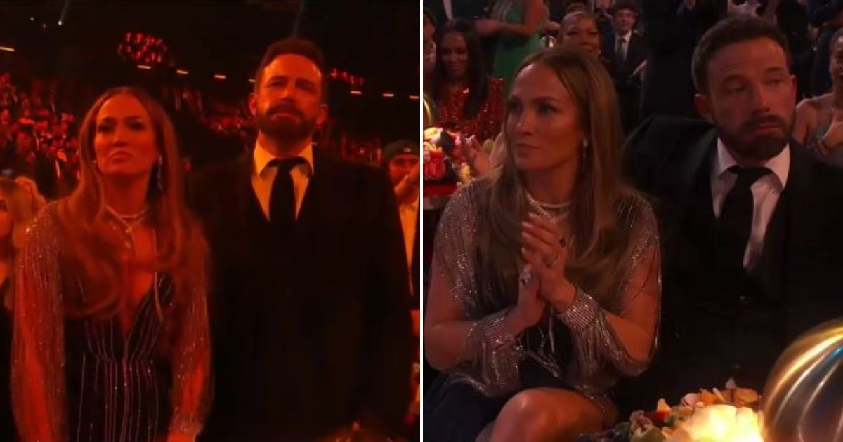 Jennifer Lopez y Ben Affleck en los Grammy 2023 © Captura de pantalla / CBS