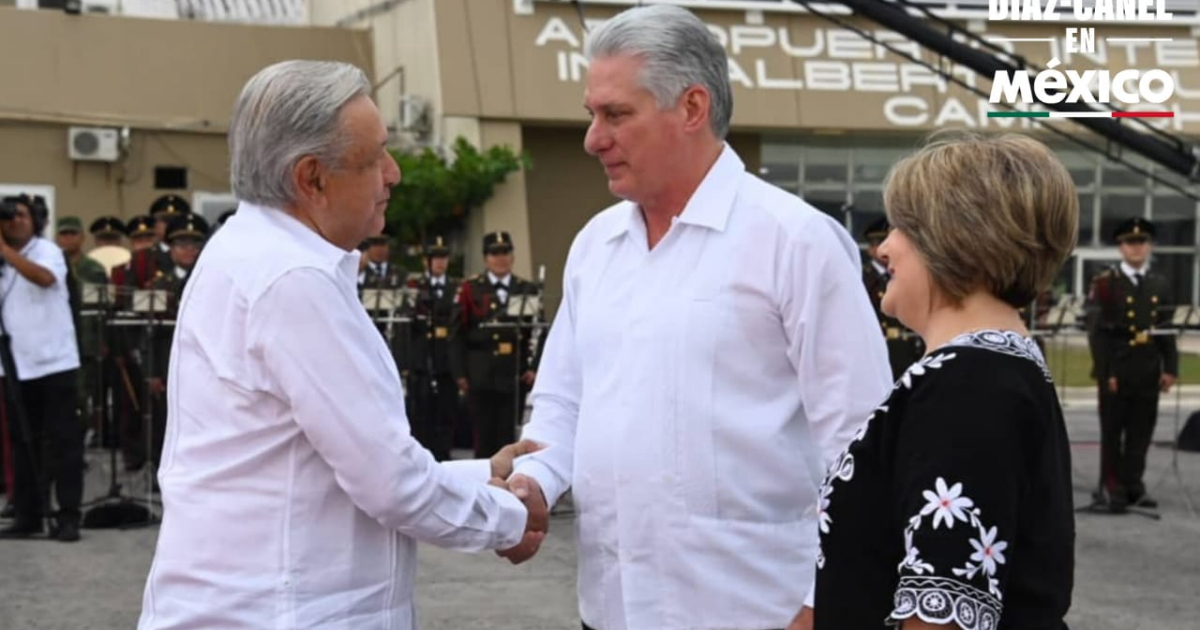 López Obrador recibe a Díaz-Canel y Lis Cuesta en México © Twitter / Embajada de Cuba en México