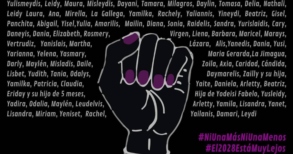 Nombres de víctimas de feminicidios en Cuba © YoSíTeCreo en Cuba / Facebook