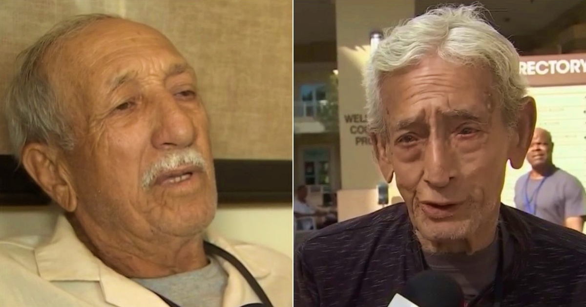 Los dos ancianos de origen cubano que pidieron ayuda tras ser expulsados de donde vivían © Collage Captura de Telemundo 51