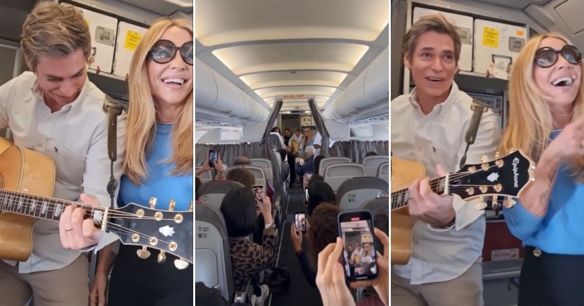 Carlos Baute y Marta Sánchez cantan "Colgando en tus manos" en un avión © Instagram / Carlos Baute