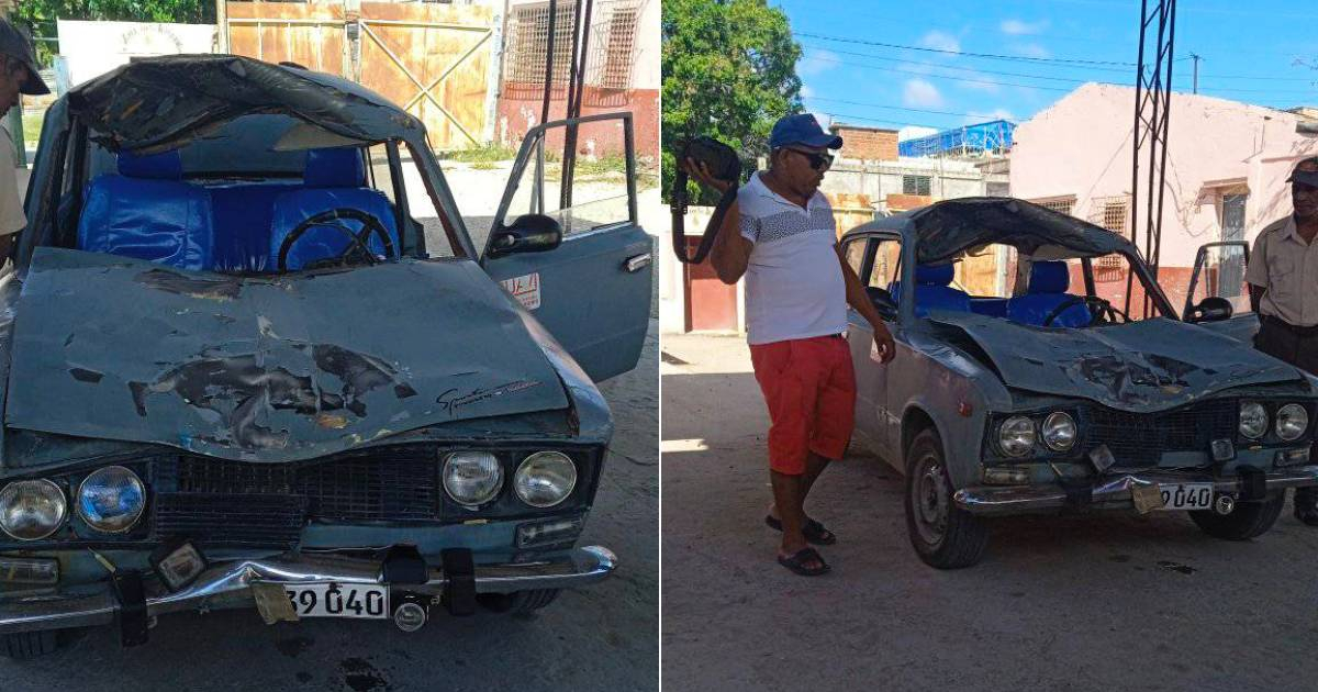 Auto golpeado por una vaca en la carretera de Caimanera © Facebook / Wuilber Cebollo