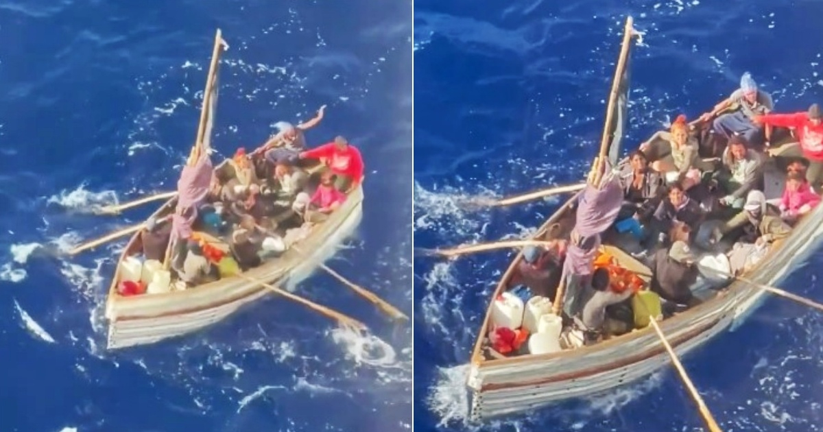 Balseros cubanos que se dieron cruce con un crucero de Carniel © Collage Captura de Twitter/King Brown