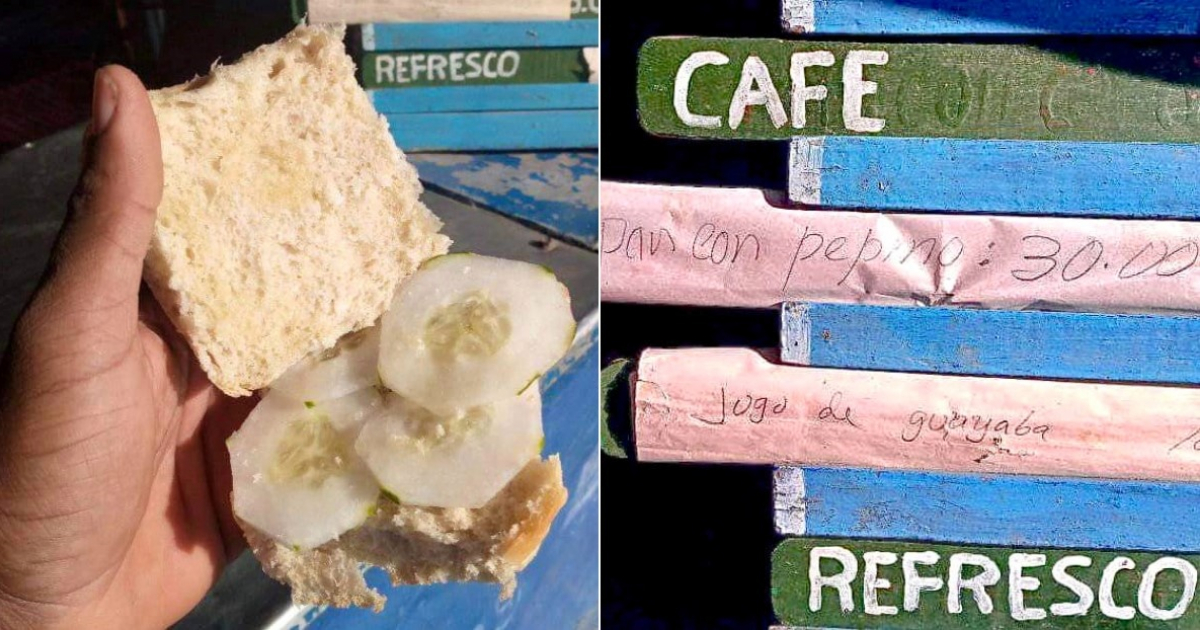 Pan con pepino a 30 pesos en cafetería cubana © Facebook / Rompiendo Cadenas