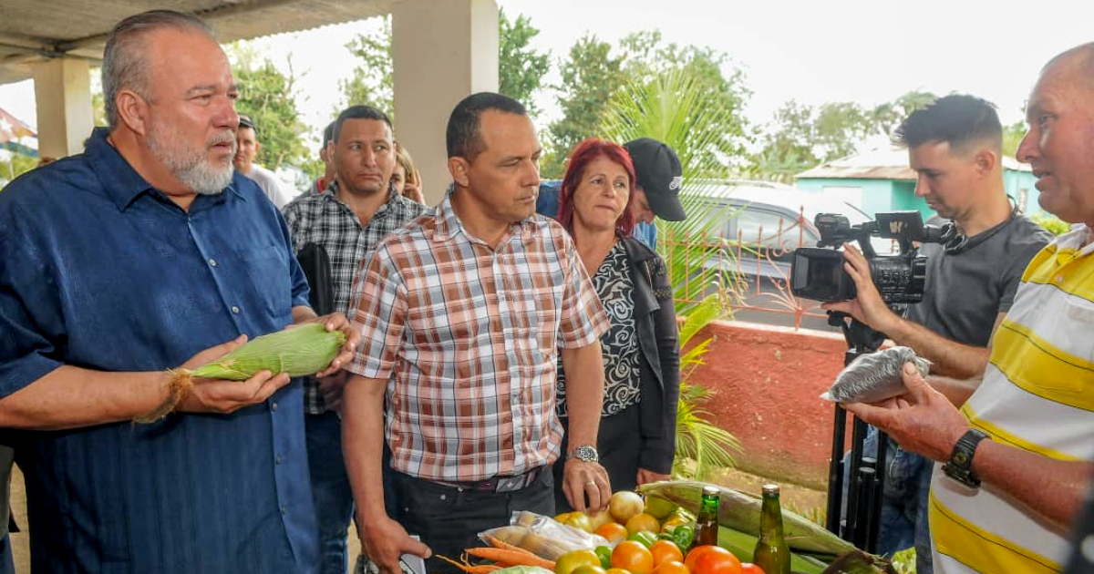 Manuel Marrero Cruz conversa con un vendedor de productos agrícolas © Twitter / Manuel Marrero Cruz