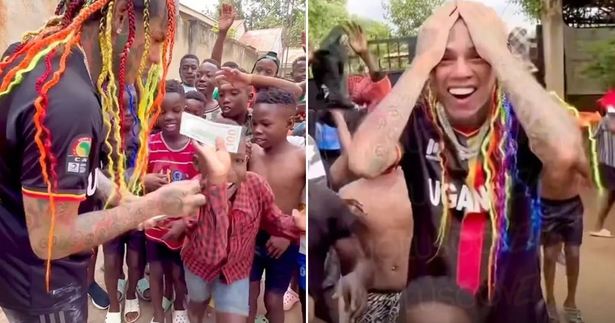 Hand out the money again!  Tekashi 6ix9ine, happy with the reception it’s had in Uganda for the video recording of “Wapa”
