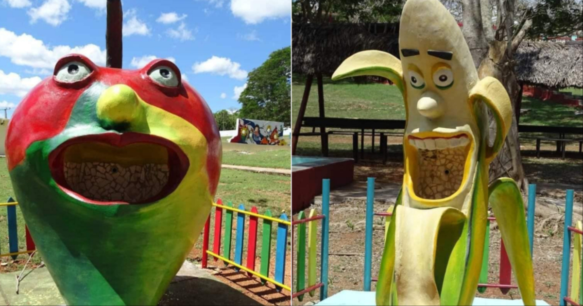 Esculturas de frutas en parque infantil en Matanzas © Facebook / Edmundo Dantés Junior