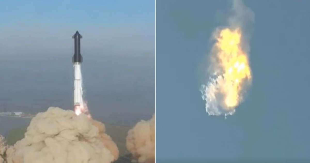 Cohete de SpaceX al despegar y al explotar © Twitter / Elon Musk y Chris Bergin - NSF