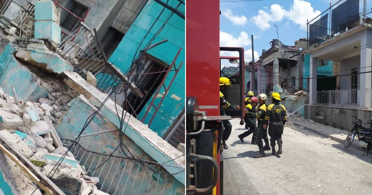 Derrumbe en Lawton © Bomberos cubanos / Facebook