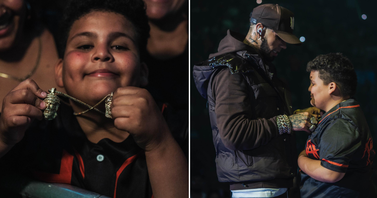 Emotivo detalle de Anuel con un niño durante concierto en Fort Myers © Instagram / Anuel AA