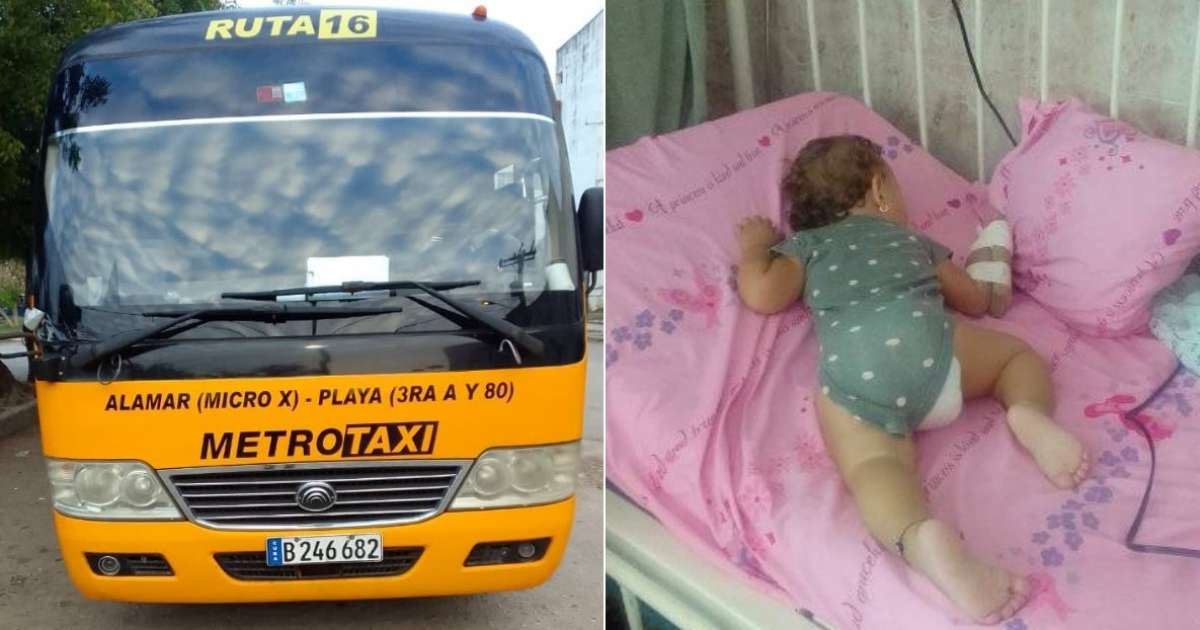 Taxi cubano y bebé enferma © Facebook / La gente de alamar / Susana Fonseca