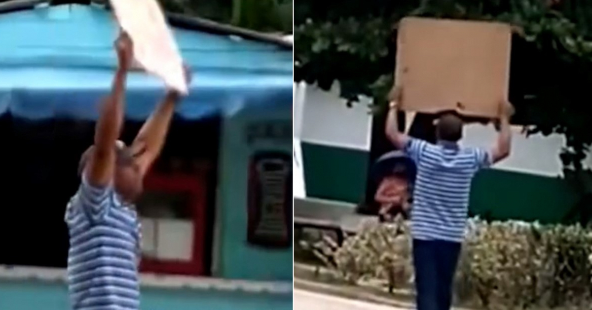 Cuban Father Protests “My Son Is Hungry” Sign