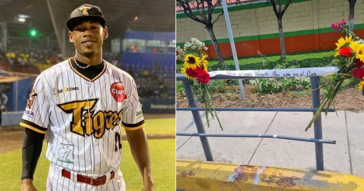 El pelotero cubano Alfredo Alejandro Valiente Rodríguez y Homenaje en el lugar del accidente © Instagram / Alfredo Valiente - Silgreth Tijerino 
