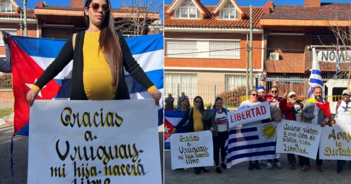 Laura Labrada y cubanos libres en Uruguay © Twitter / Cubanos Libres en Uruguay