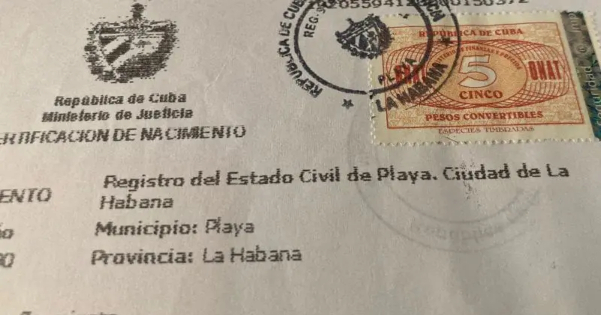 Certificado de nacimiento en Cuba © Redes sociales