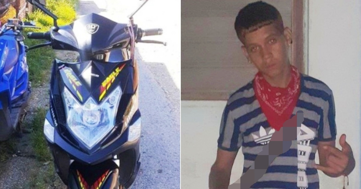 Una de las motorinas robadas (i) y El joven cubano que fue arrestado (d) © Collage Facebook/Fuerza del Pueblo