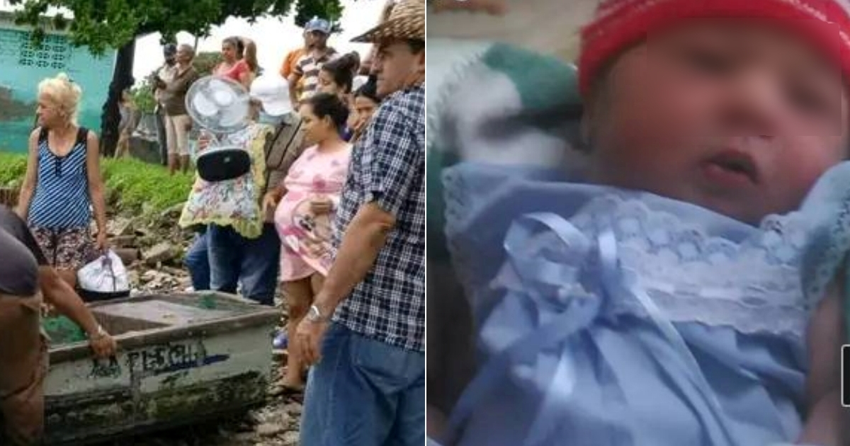 Evacuación de embarazadas en Jiguaní y el bebé recién nacido © Facebook / Nelia Pérez Reyes