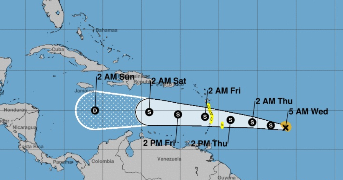 Posible trayectoria futura de tormenta tropical Bret © NOAA
