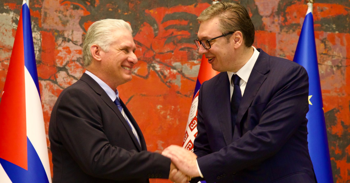 Díaz-Canel y el presidente der Serbia, Aleksandar Vučić. © Twitter / Miguel Díaz-Canel