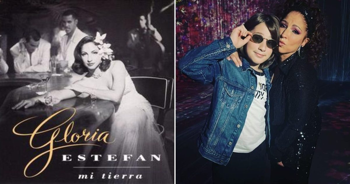 Gloria Estefan junto a su nieto y portada de su álbum "Mi Tierra" © Spotify e Instagram / Gloria Estefan