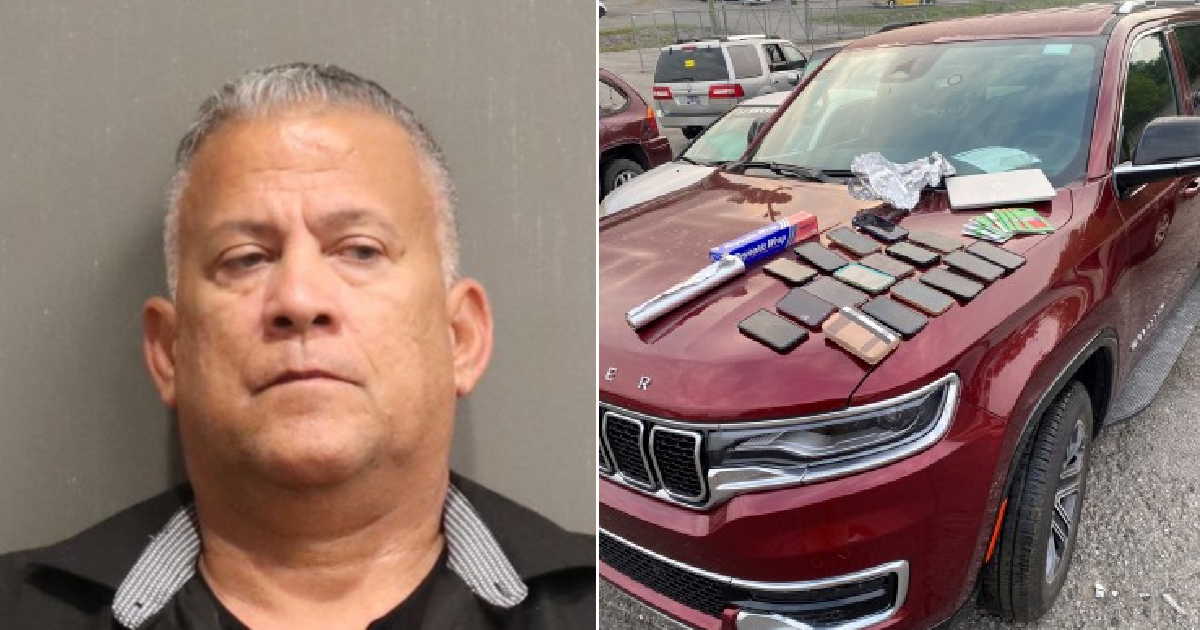 Orelvy Hernández Montero y su auto con los celulares robados © Metropolitan Nashville Police Department