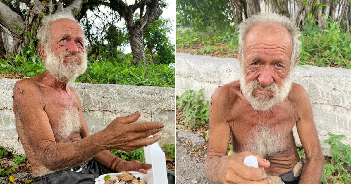 El anciano que encontraron el actor y su esposa © Collage Facebook/Luis Alberto García