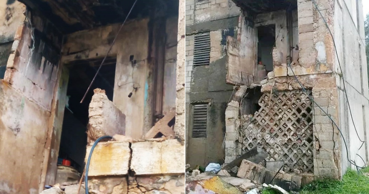 Edificio en que ocurrió el derrumbe parcial © Collage Facebook/Gibaravisión