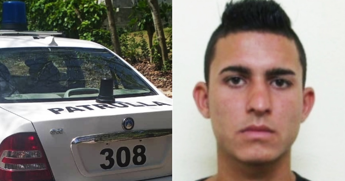 Patrulla de la policía en Cuba (Imagen de referencia) (i) y Joven cubano acusado de violación (d) © Collage Captura de Twitter/MSI - Facebook/Las Cosas de Fernanda