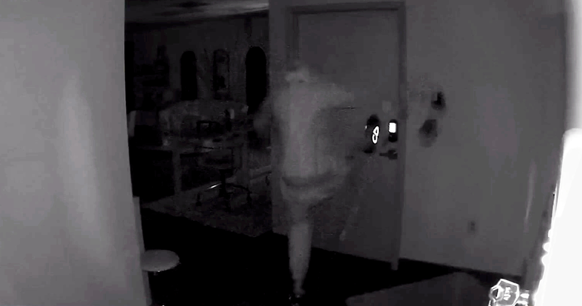 Momento en que el ladrón patea la puerta de seguridad © Captura de video / Telemundo 51