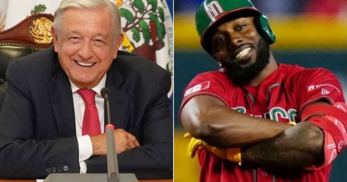 López Obrador y Randy Arozarena © Presidencia de México y World Baseball Classic