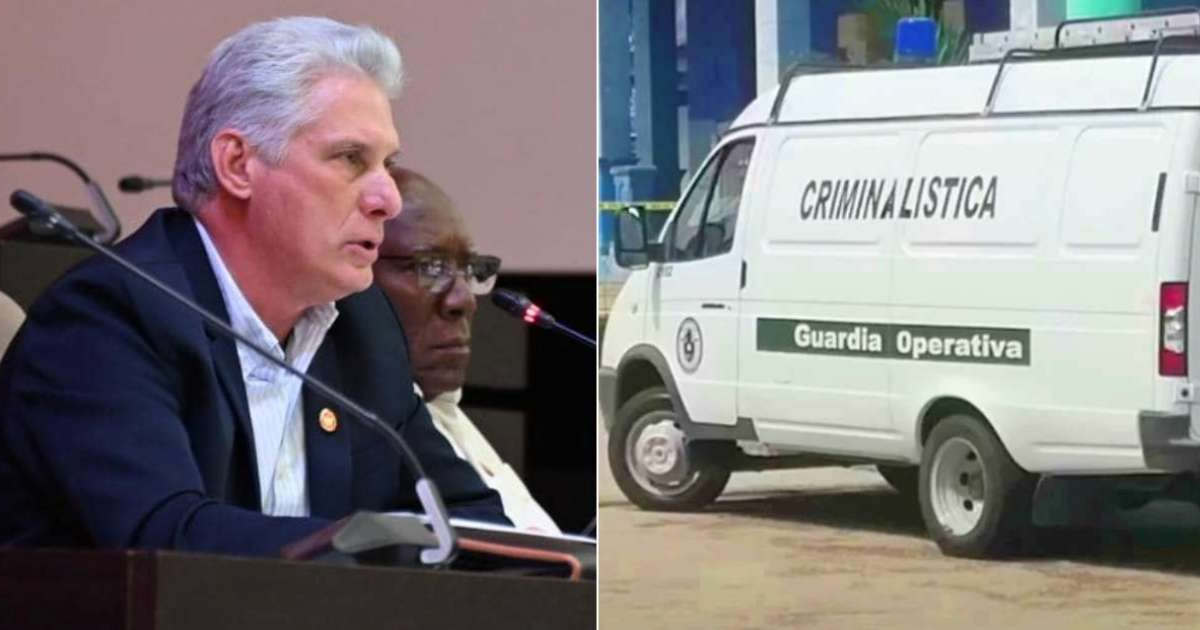 Miguel Díaz-Canel y carro de Criminalística © Presidencia de Cuba y Granma